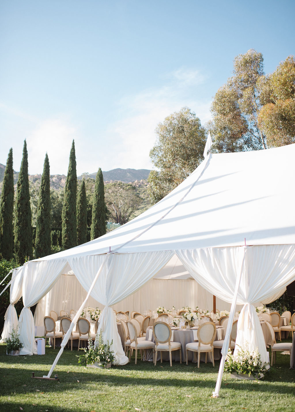 Elegant reception tablescape by candlelight